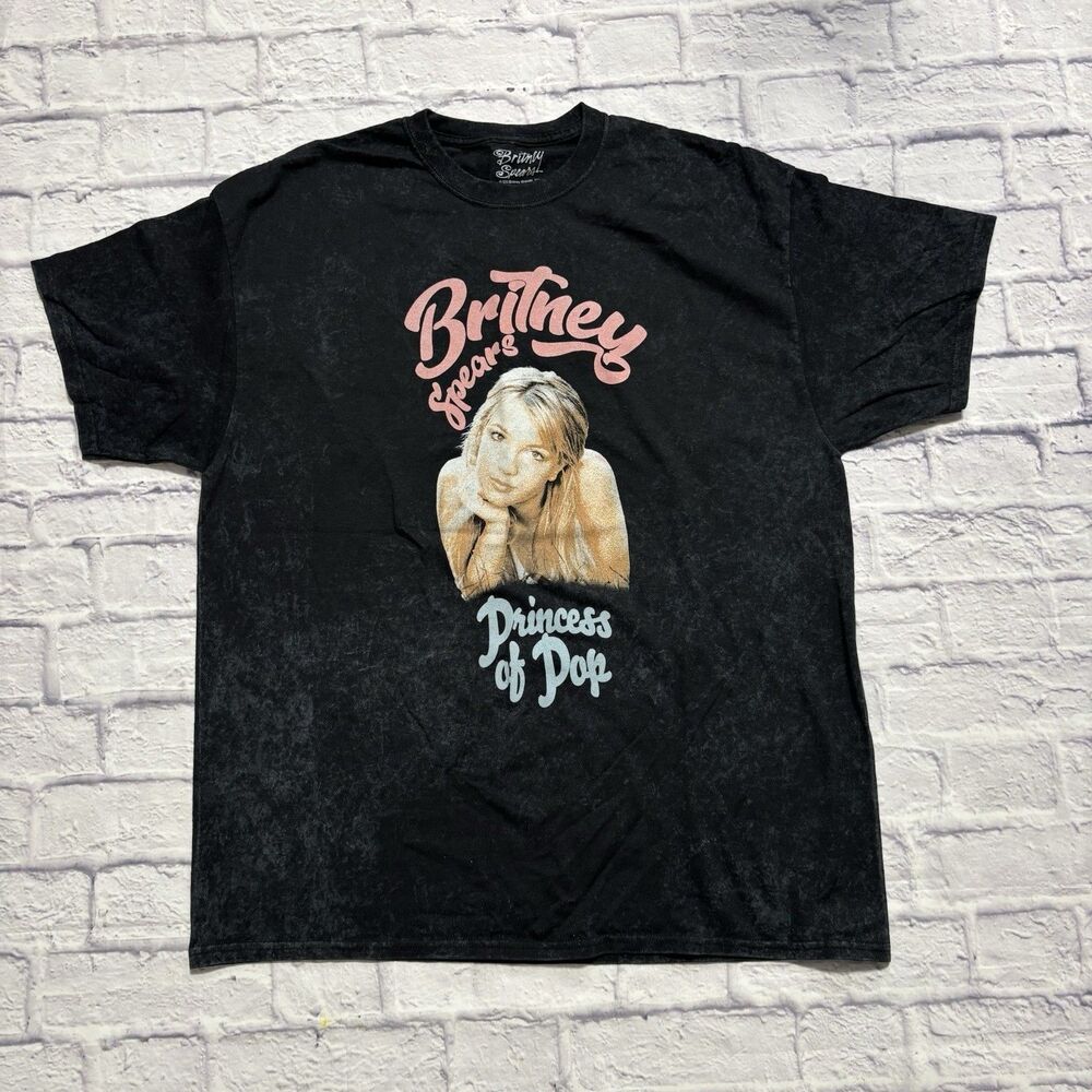 Britney Spears Princess of Pop Black Graphic T-Shirt 100% Cotton Size XL